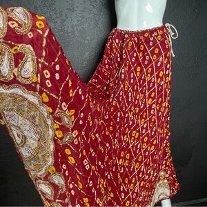 Vintage Boho Ethnic Lehenga Choli style Embroidered beaded Train Skirt